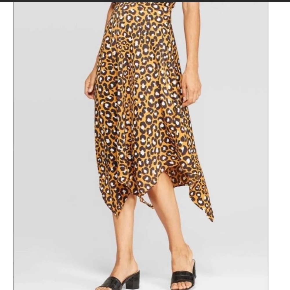 Who What Wear Modern Leopard Asymmetrical Midi Skirt